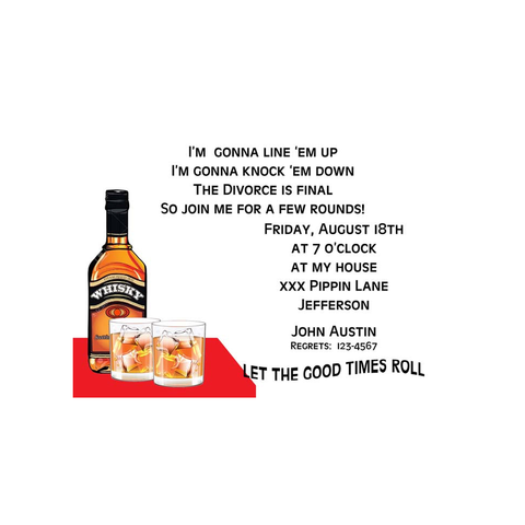 KNOCK EM BACK WHISKEY CUSTOM INVITATION