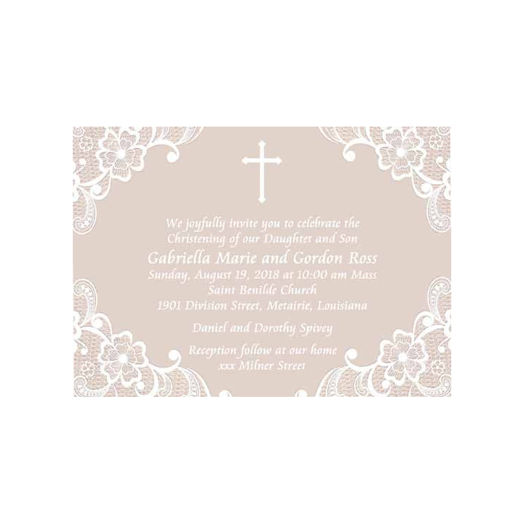 LACE AND SIMPLE CROSS CUSTOM INVITATION