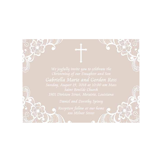 LACE AND SIMPLE CROSS CUSTOM INVITATION