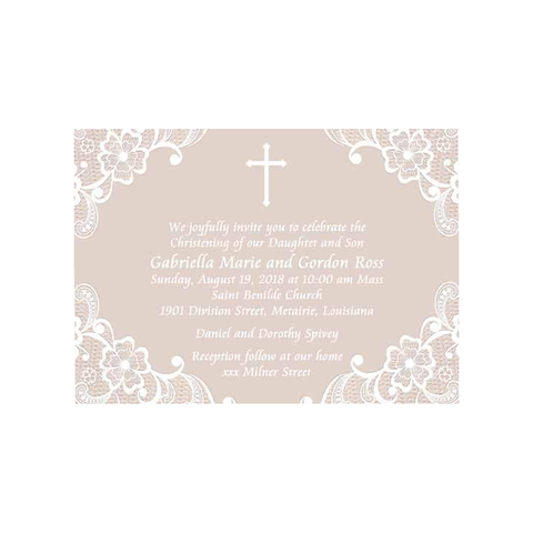 LACE AND SIMPLE CROSS CUSTOM INVITATION
