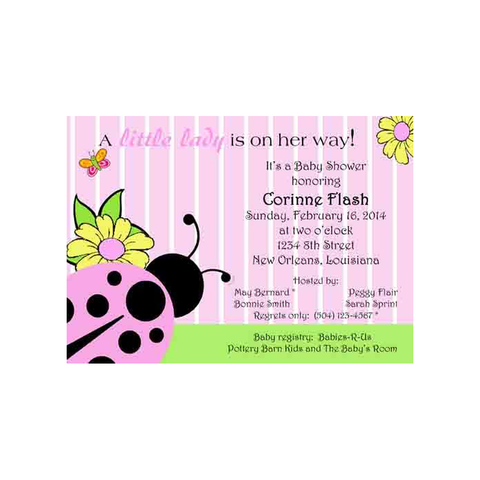LADYBUG PINK CUSTOM INVITATION