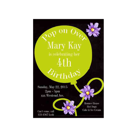 LARGE BALLOON AND DAISIES CUSTOM INVITATION