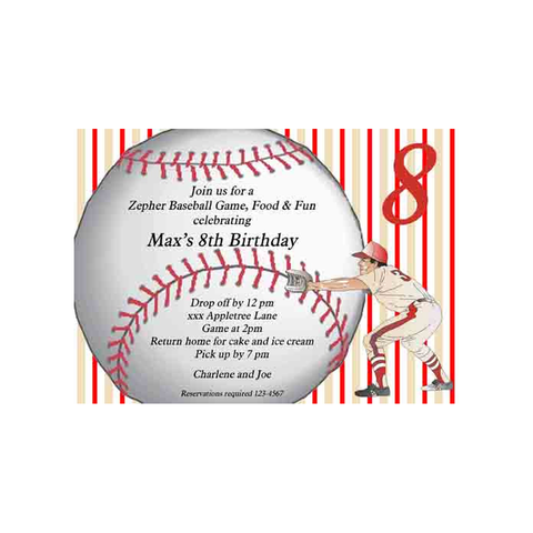LARGE BASEBALL CUSTOM INVITATION
