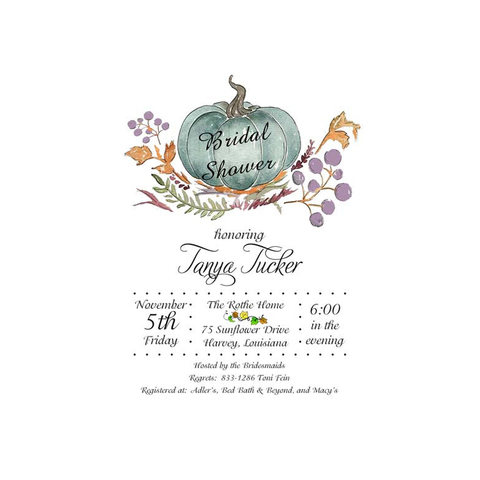 LARGE BLUE PUMPKIN CUSTOM INVITATION