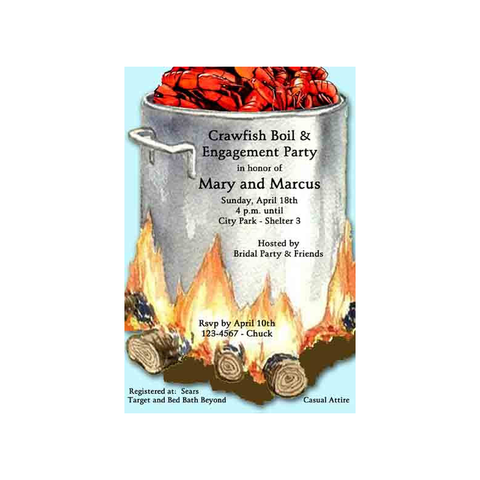 LARGE BOILING POT WITH FLAMES CUSTOM INVITATION