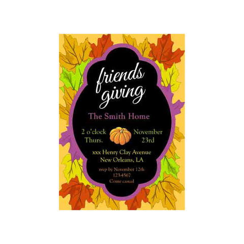 LARGE COLORFUL FALL LEAVES CUSTOM INVITATION
