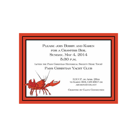 LARGE CRAWFISH CUSTOM INVITATION
