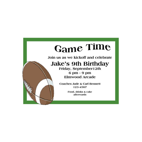 LARGE FOOTBALL CUSTOM INVITATION