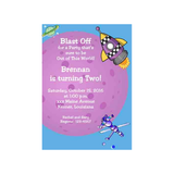 LARGE PLANET AND SPACE ROCKET CUSTOM INVITATION