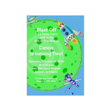 LARGE PLANET AND SPACE ROCKET CUSTOM INVITATION
