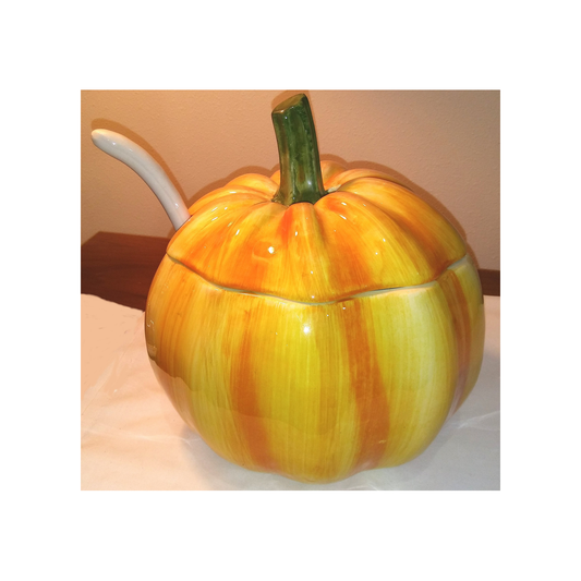 LARGE PUMPKIN TUREEN AND LADLE