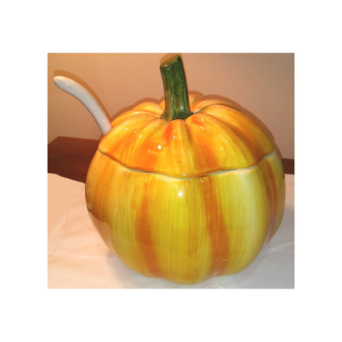 LARGE PUMPKIN TUREEN AND LADLE