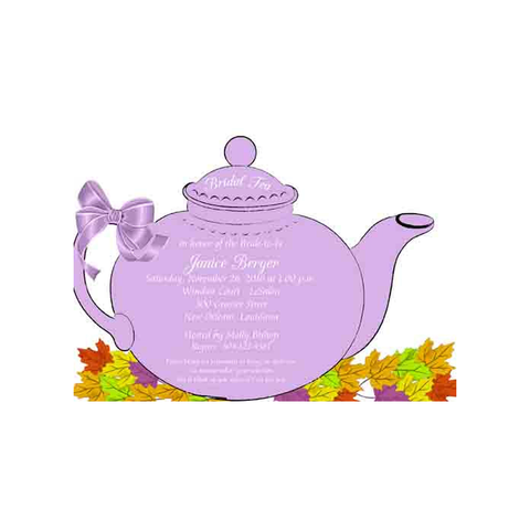 LARGE SILHOUETTE TEA POT CUSTOM INVITATION