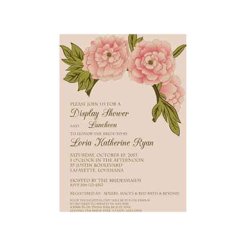 LARGE VARIEGATED PINK ROSES CUSTOM INVITATION