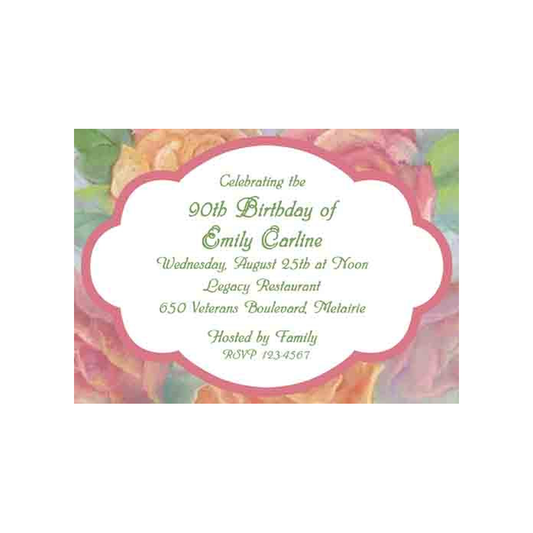 LARGE WATERCOLOR ROSES CUSTOM INVITATION