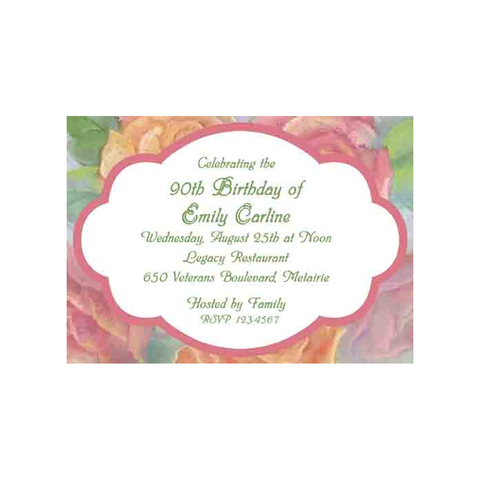 LARGE WATERCOLOR ROSES CUSTOM INVITATION