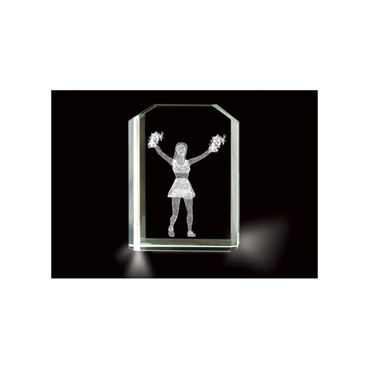 LASER ETCHED CRYSTAL CHEERLEADER KEEPSAKE