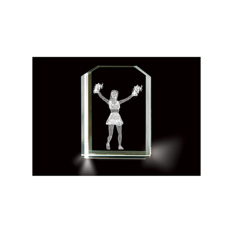 LASER ETCHED CRYSTAL CHEERLEADER KEEPSAKE