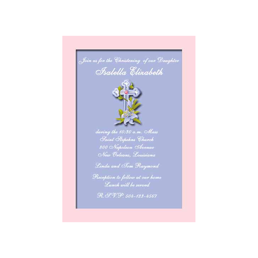 LAVENDER FLORAL CROSS CUSTOM INVITATION