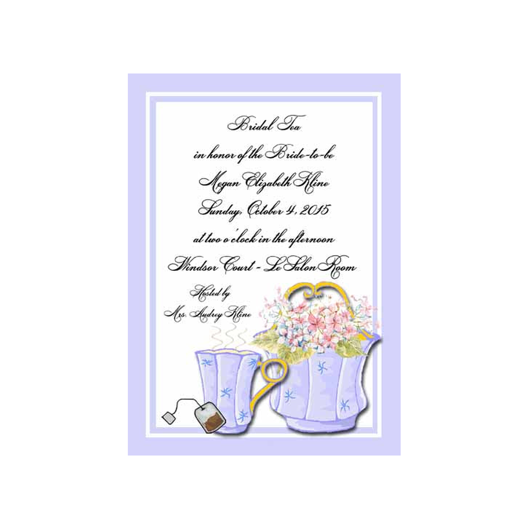 LAVENDER TEACUP AND BOWL CUSTOM INVITATION