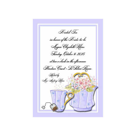 LAVENDER TEACUP AND BOWL CUSTOM INVITATION