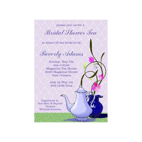 LAVENDER TEAPOT CUSTOM INVITATION