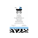 LEOPARD PATTERN AND BABY CARRIAGE CUSTOM INVITATION