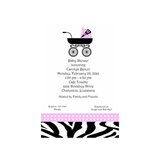 LEOPARD PATTERN AND BABY CARRIAGE CUSTOM INVITATION