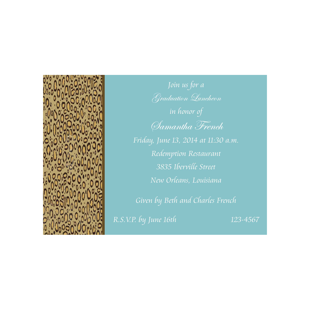 LEOPARD PATTERN GRADUATION CUSTOM INVITATION