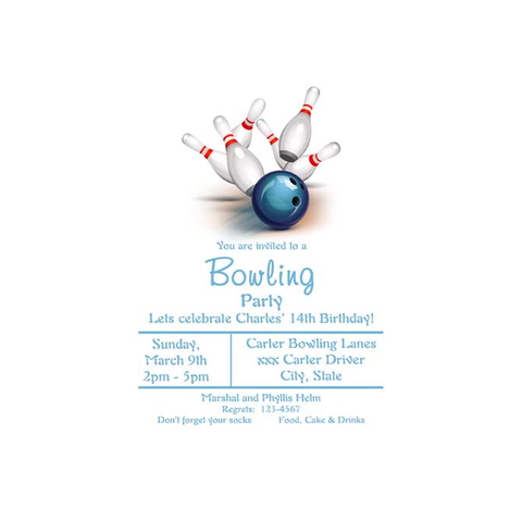 LET US KNOCK EM UP - BOWLING CUSTOM INVITATION