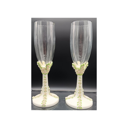LIGHT PINK ROSE STEM TOASTING GLASSES
