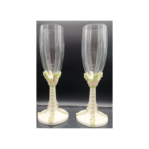 LIGHT PINK ROSE STEM TOASTING GLASSES