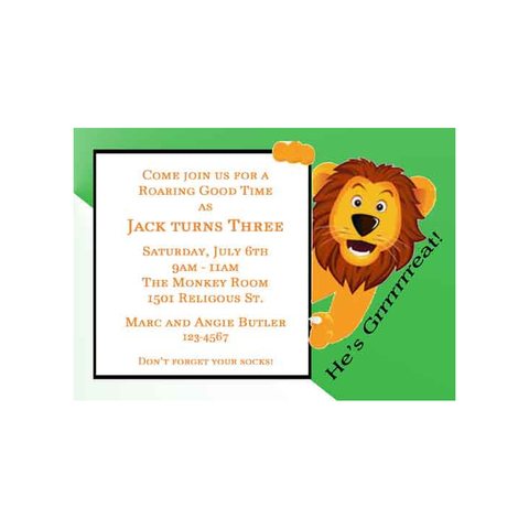 LION ROARING FOR A GOOD TIME CUSTOM INVITATION