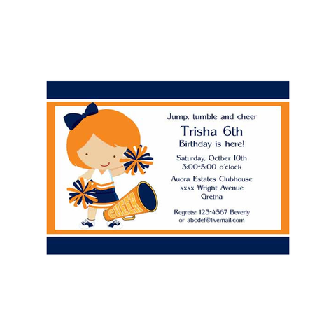LITTLE GIRL CHEERLEADER CUSTOM INVITATION