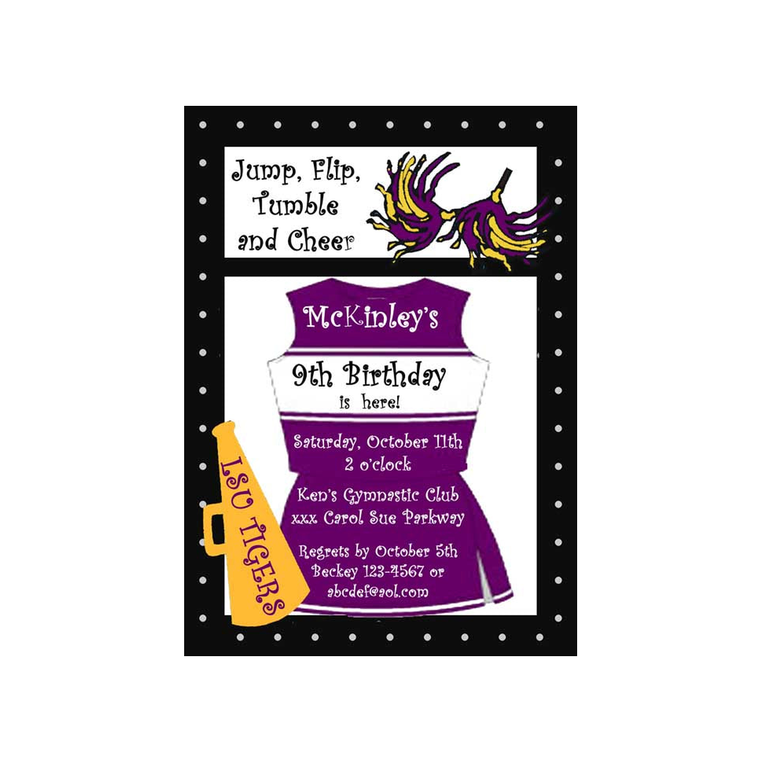 LOCKER CHEERLEADER OUTFIT CUSTOM INVITATION