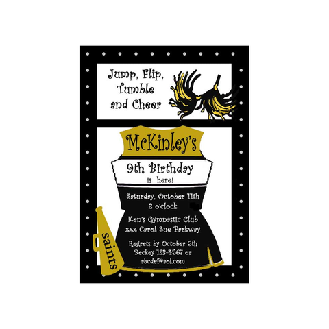 LOCKER CHEERLEADER OUTFIT CUSTOM INVITATION