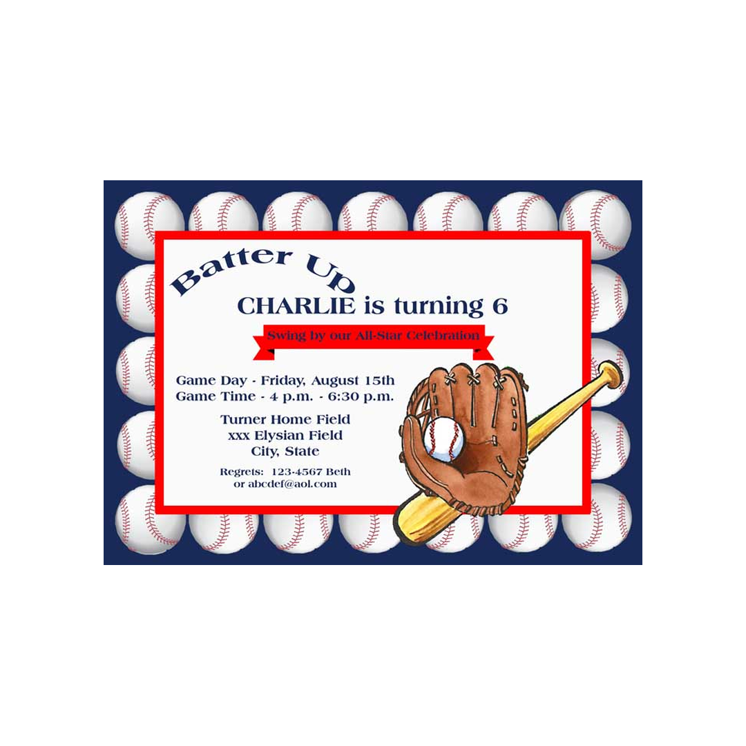 LOTS OF BASEBALLS CUSTOM INVITATION