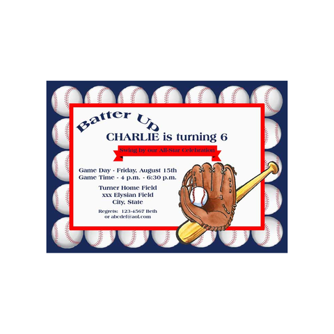 LOTS OF BASEBALLS CUSTOM INVITATION