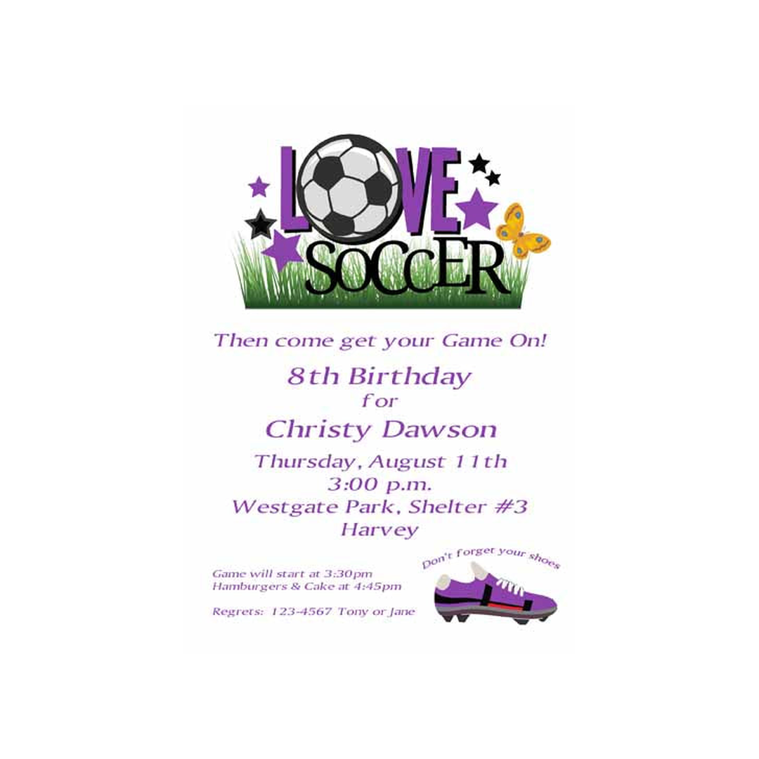 LOVE SOCCER CUSTOM INVITATION