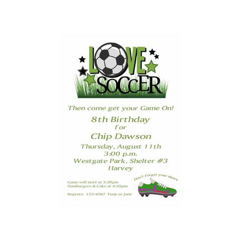 LOVE SOCCER CUSTOM INVITATION