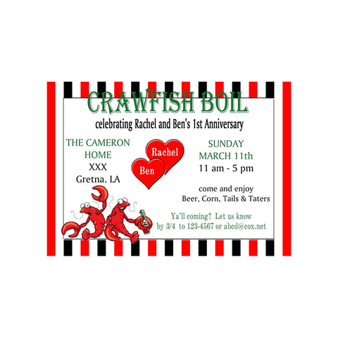LOVING BRIDE & GROOM CRAWFISH CUSTOM INVITATION