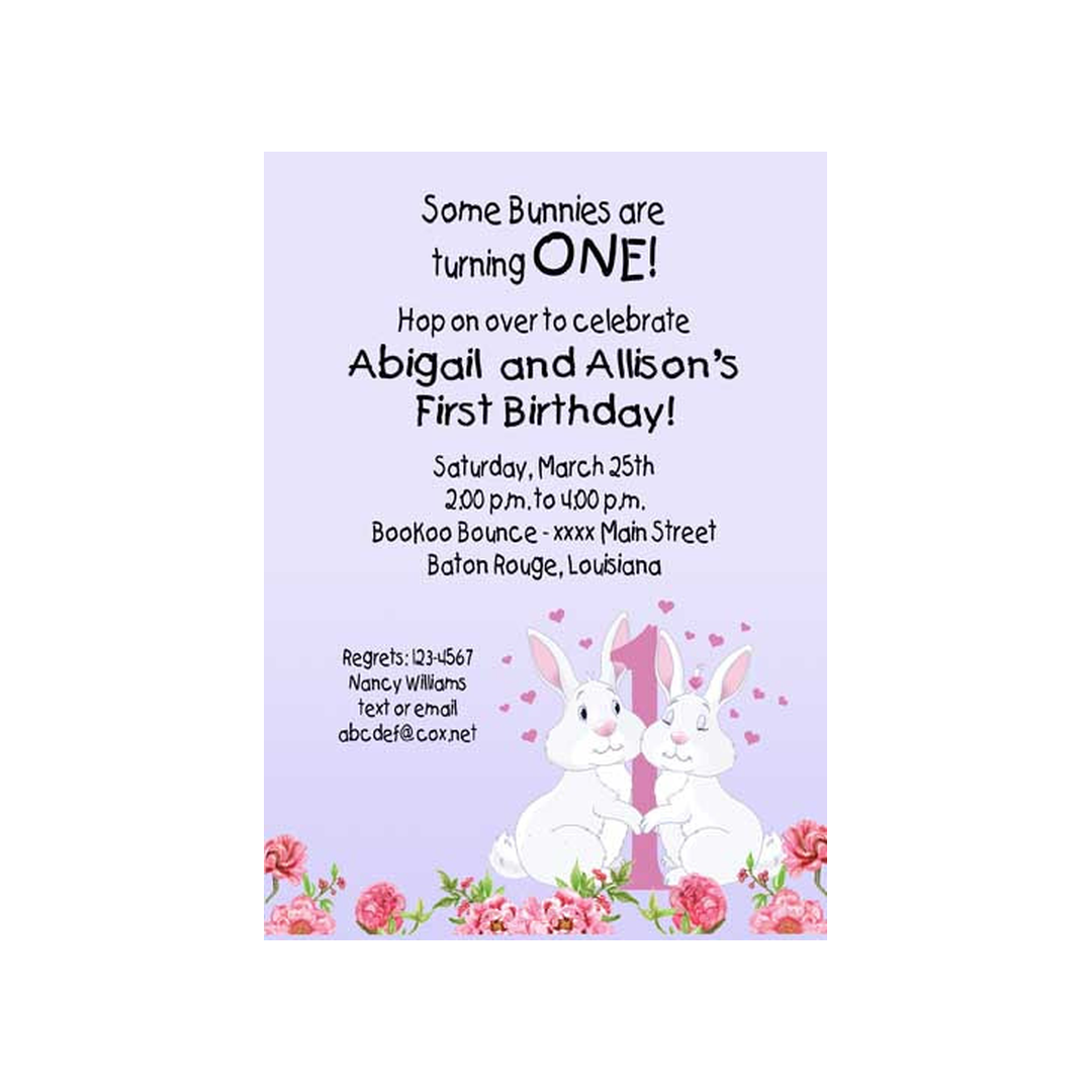 LOVING BUNNIES CUSTOM INVITATION