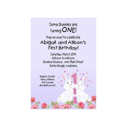 LOVING BUNNIES CUSTOM INVITATION
