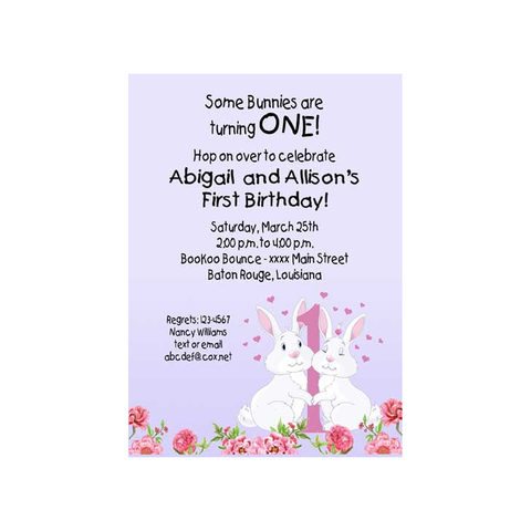 LOVING BUNNIES CUSTOM INVITATION