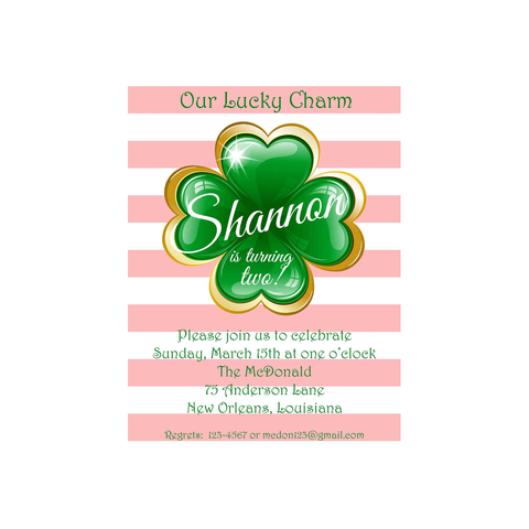 LUCKY CHARM CLOVER CUSTOM INVITATION