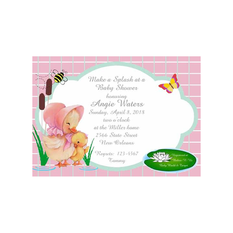 MAMA DUCK AND BABY CUSTOM INVITATION