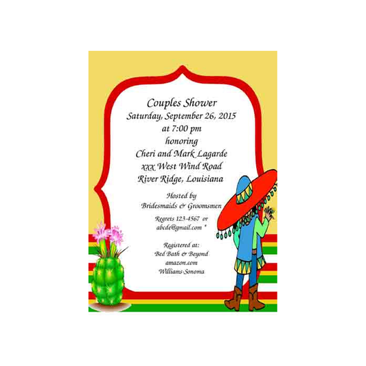 MAN AND CACTUS FLOWER CUSTOM INVITATION