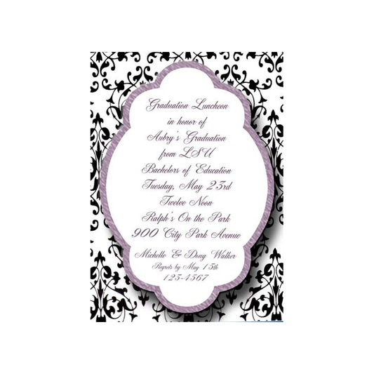 MARBLE FRAME LEAF BACKGROUND CUSTOM INVITATION