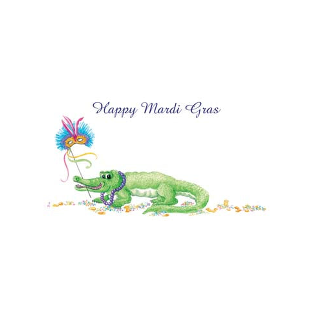 MARDI GRAS ALLIGATOR PERSONALIZED GIFT OR CALLING CARDS