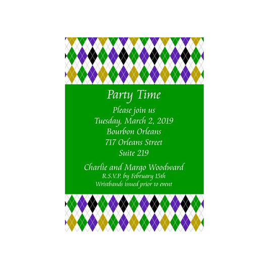 MARDI GRAS DIAMOND BACKGROUND CUSTOM INVITATION